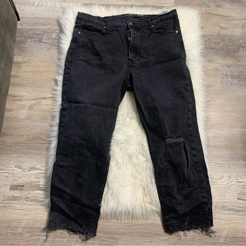 Old Navy Black Sky-Hi Straight Leg High Rise Jeans